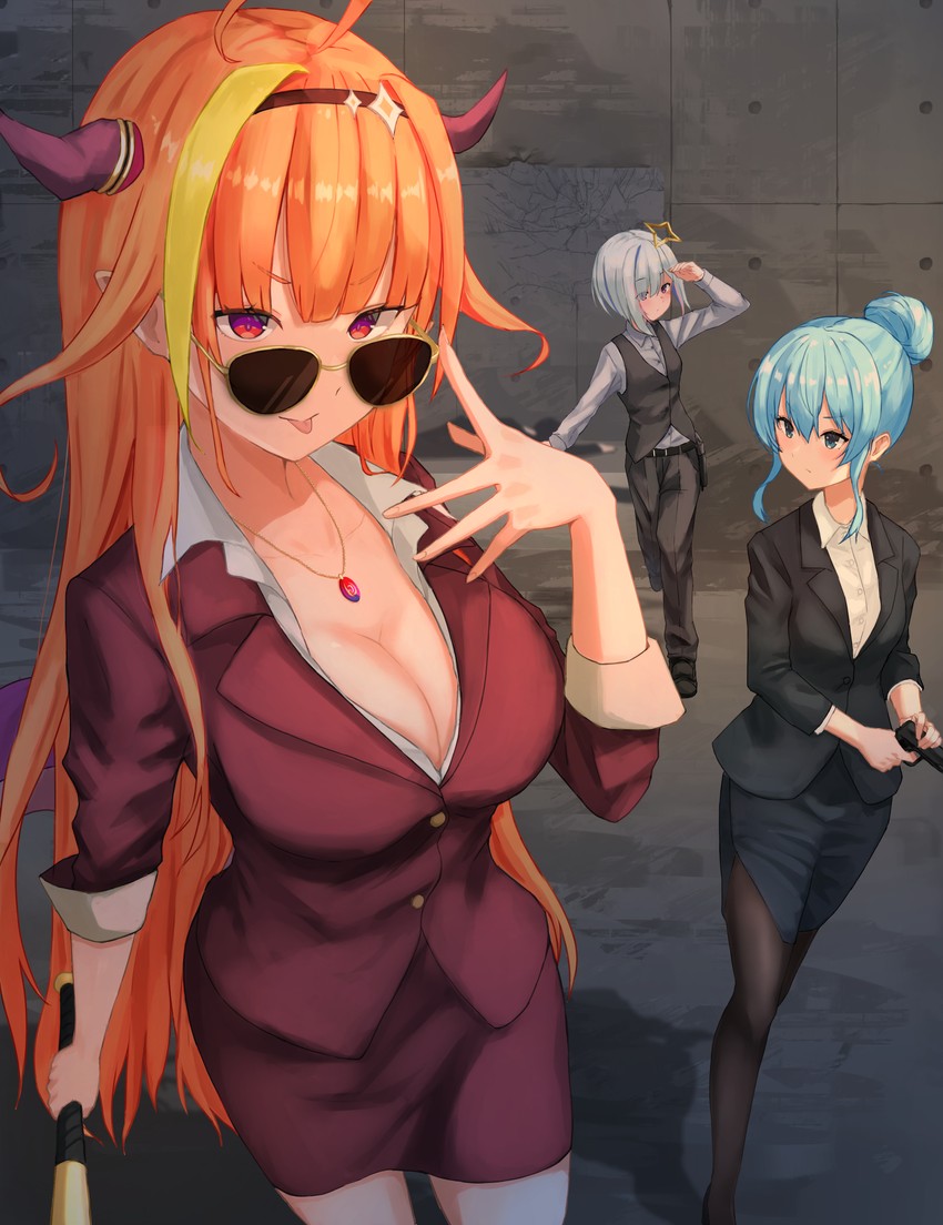 hoshimachi suisei, amane kanata, and kiryu coco (hololive) drawn by 6mint