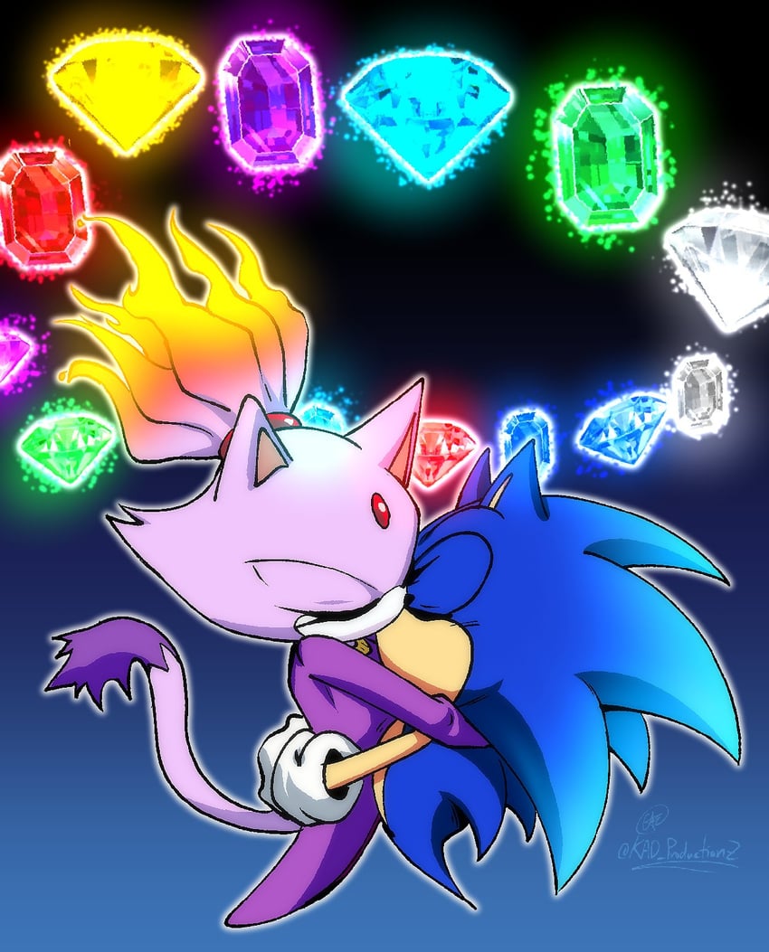 sonic the hedgehog and blaze the cat (sonic and 1 more) drawn by kad_productions