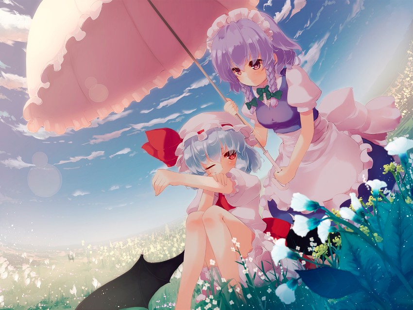 remilia scarlet and izayoi sakuya (touhou) drawn by gengetsu_chihiro