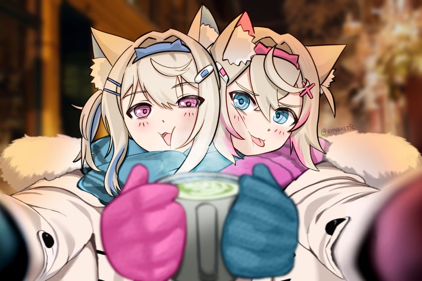 fuwawa abyssgard and mococo abyssgard (hololive and 1 more) drawn by syaqastic