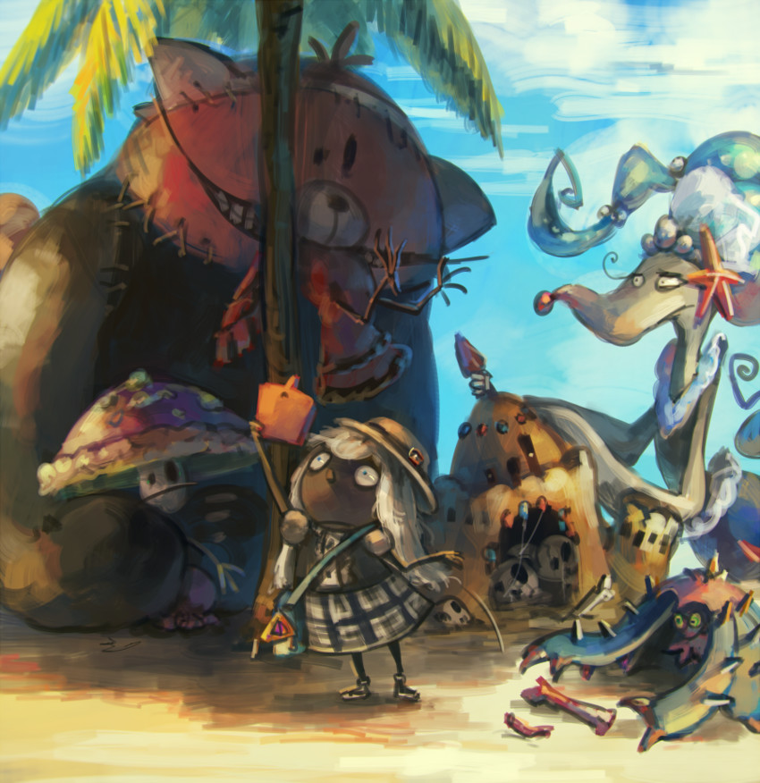 selene, primarina, bewear, oricorio, palossand, and 2 more (pokemon and 1 more) drawn by koto_inari