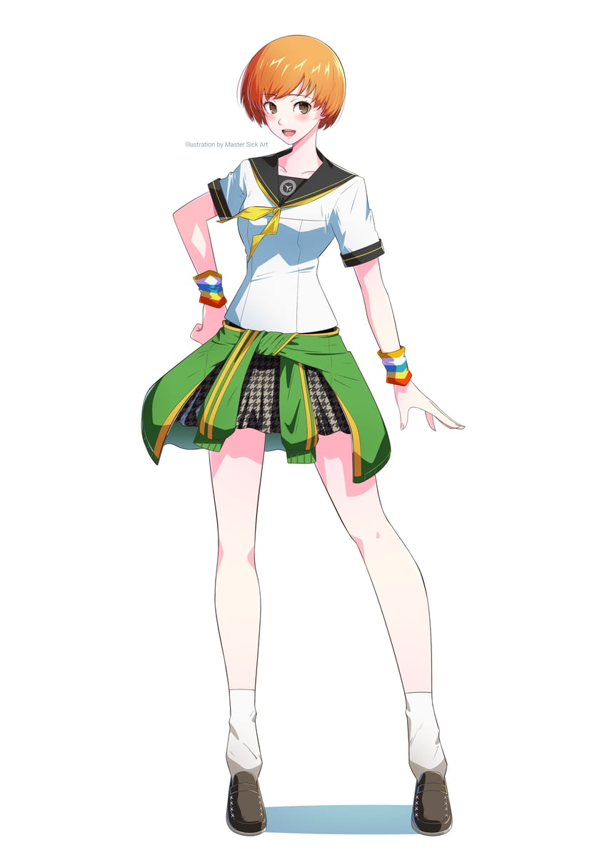 satonaka chie (persona and 1 more) drawn by master_sick_art