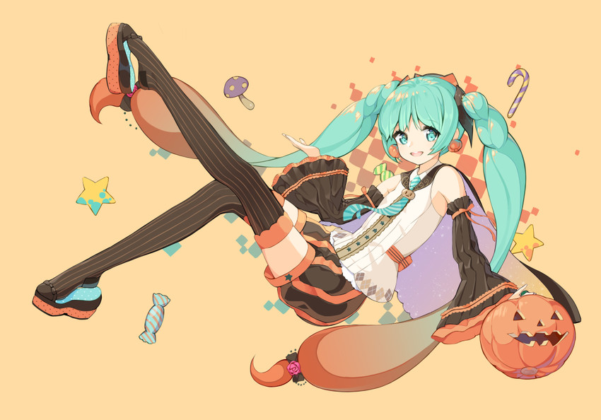 hatsune miku and trick or miku (vocaloid) drawn by chyanu