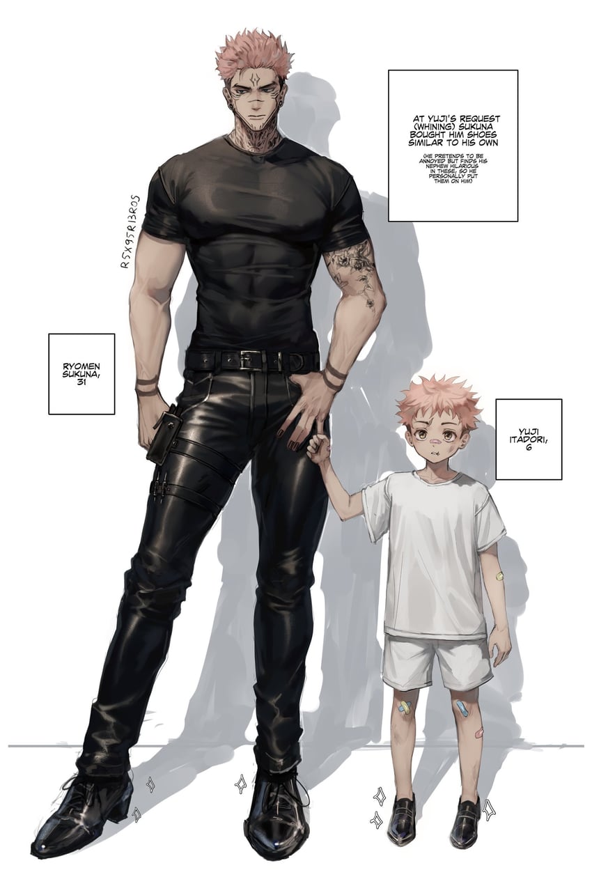 itadori yuuji and ryoumen sukuna (jujutsu kaisen) drawn by r5x95r13ros
