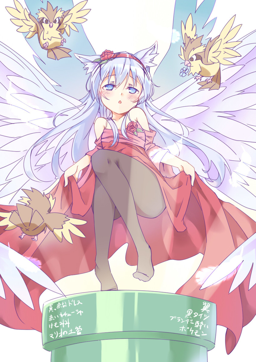 kafuu chino and pidgey (pokemon and 2 more) drawn by hetareeji