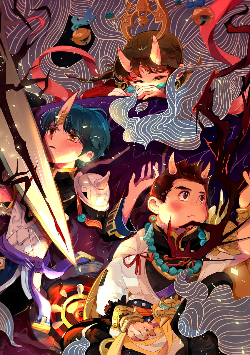 amano natsume, tsukinami touma, arihoshi akinori, soranaki, hakushu, and 2 more (youkai watch and 2 more) drawn by fukumino85
