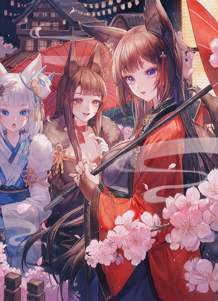kaga, akagi, and amagi (azur lane) drawn by maccha_(mochancc)