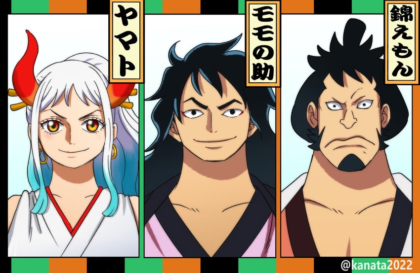 yamato, kouzuki momonosuke, and kinemon (one piece) drawn by kanata_a