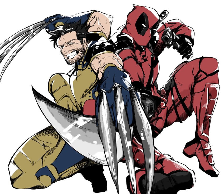 wolverine and deadpool (marvel and 4 more) drawn by birdownypin9