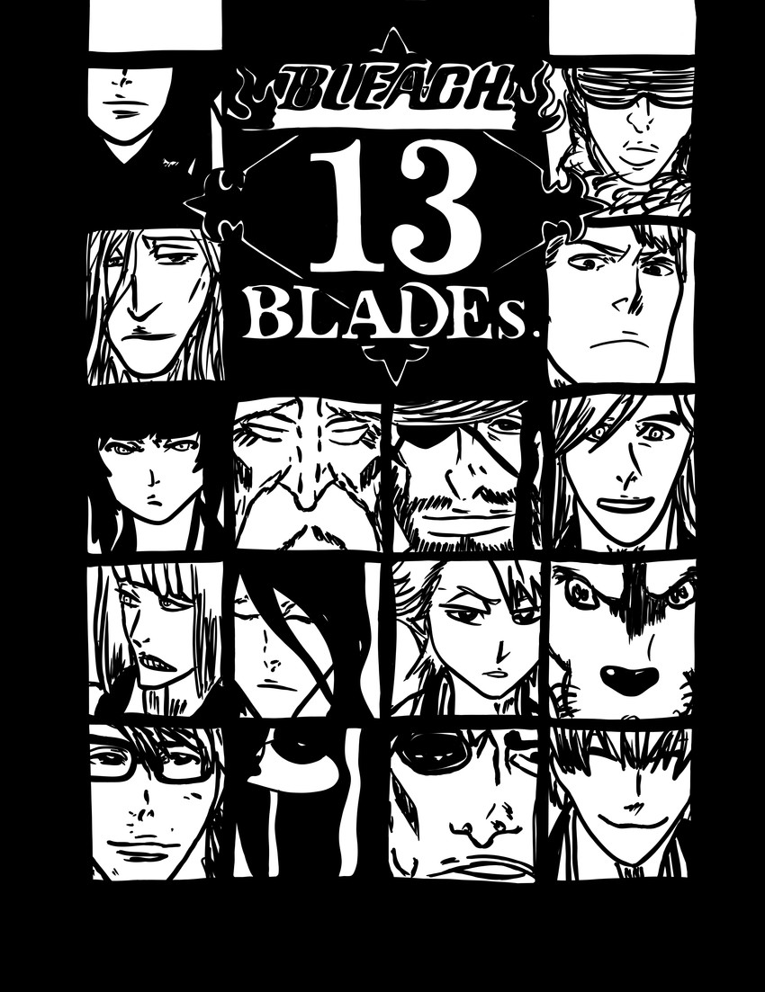 unohana retsu, hitsugaya toushirou, aizen sousuke, kuchiki byakuya, ichimaru gin, and 6 more (bleach) drawn by minazuki-sensei