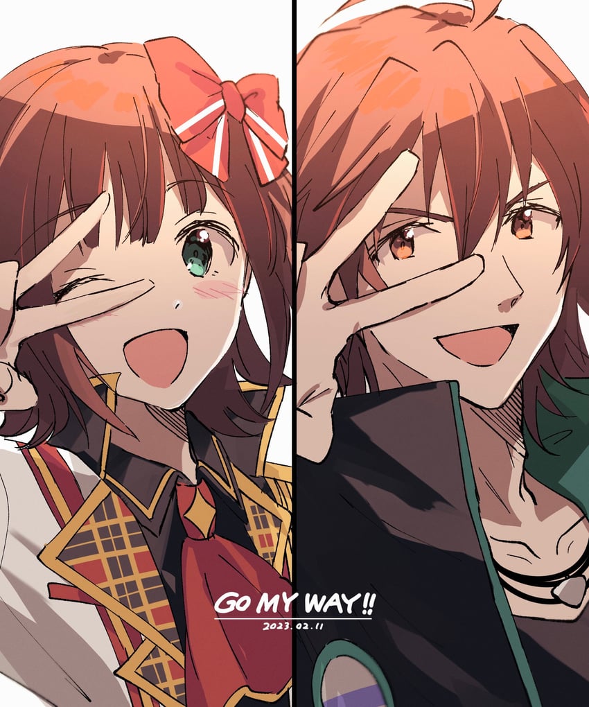 amami haruka and amagase touma (idolmaster and 1 more) drawn by kuzuya_ramurin
