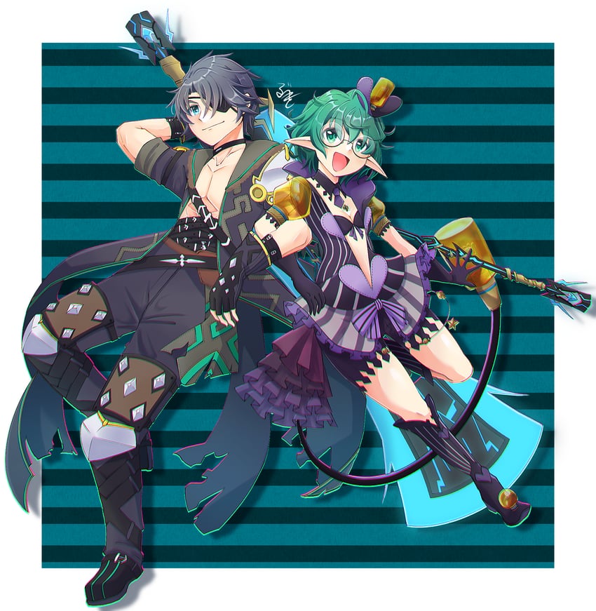 pandoria and zeke von genbu (xenoblade chronicles and 1 more) drawn by dlllll_lllllb
