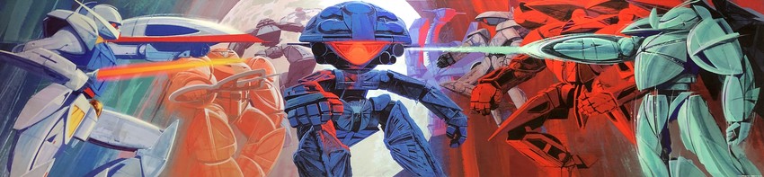 turn a gundam, turn x, sumo, wadom, flat, and 2 more (gundam and 1 more) drawn by syd_mead