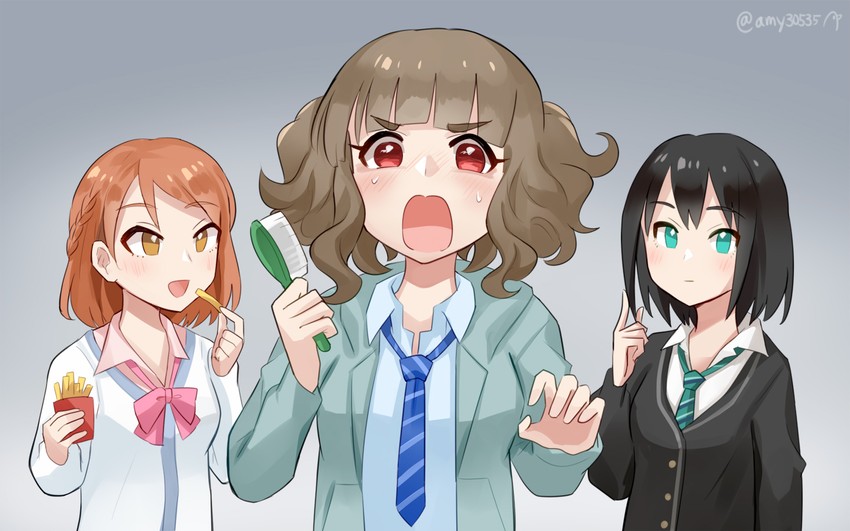 shibuya rin, hojo karen, and kamiya nao (idolmaster and 1 more) drawn by qi'e_(penguin)