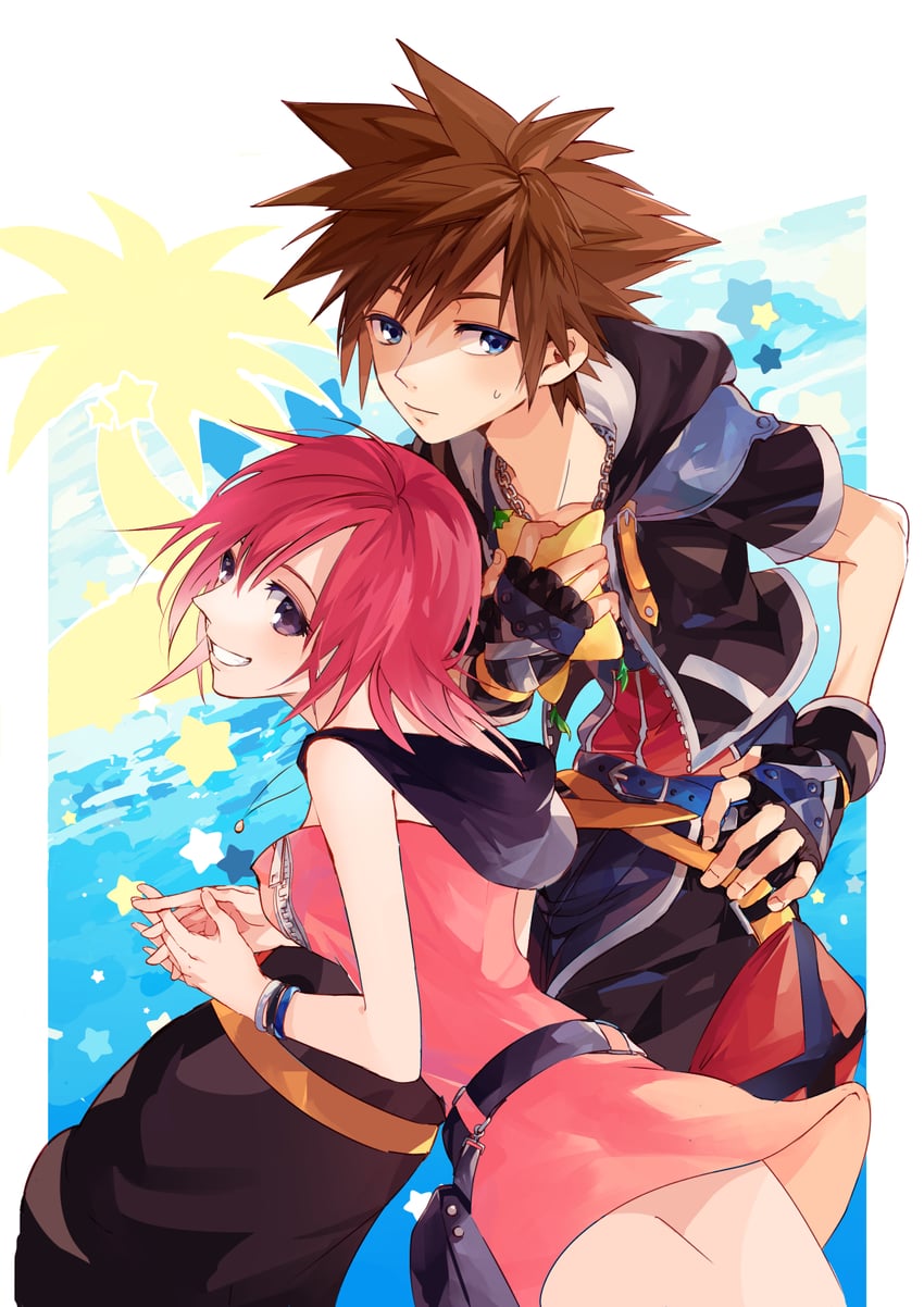 sora and kairi (kingdom hearts and 1 more) drawn by ramochi_(auti)