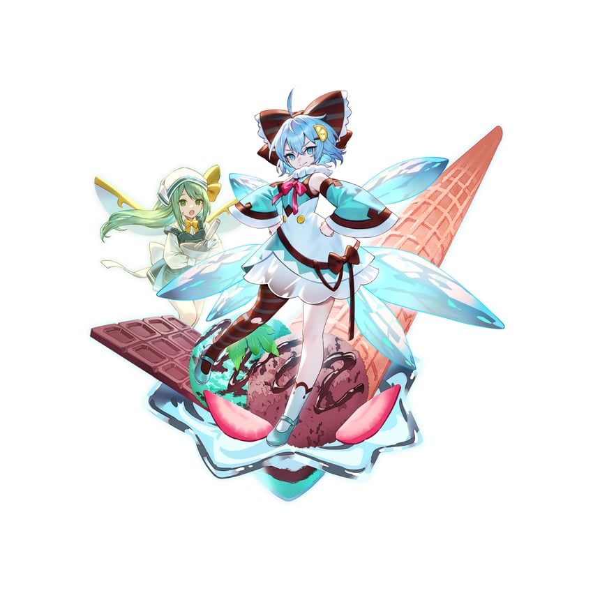 cirno and daiyousei (touhou and 1 more) drawn by u_u_zan