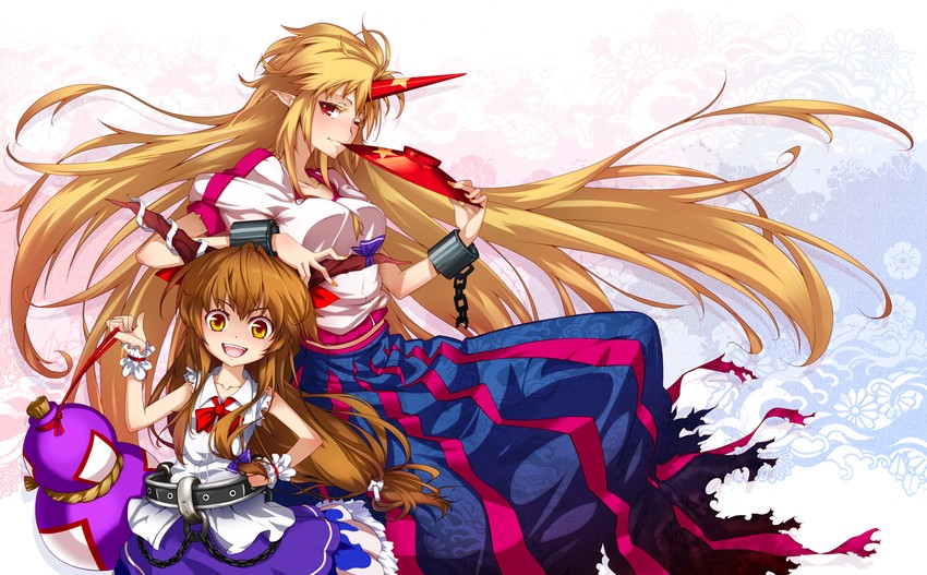 ibuki suika and hoshiguma yuugi (touhou) drawn by hong_(white_spider)