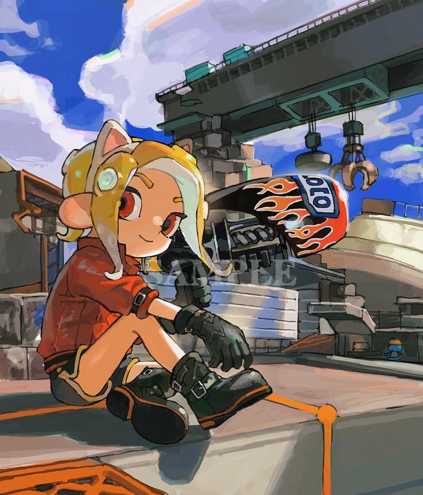 octoling player character, octoling girl, and jellyfish (splatoon and 1 more) drawn by miko_(15476997)