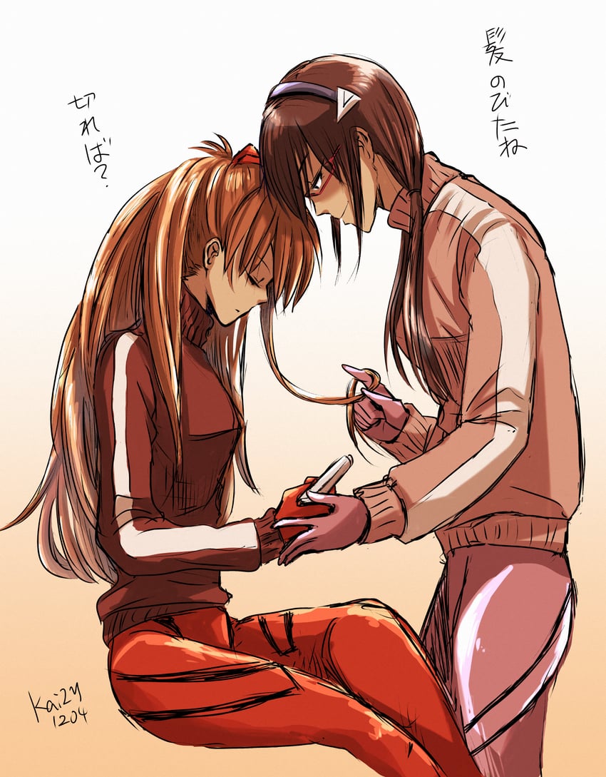 souryuu asuka langley and makinami mari illustrious (neon genesis evangelion and 2 more) drawn by menrui_(myousin)