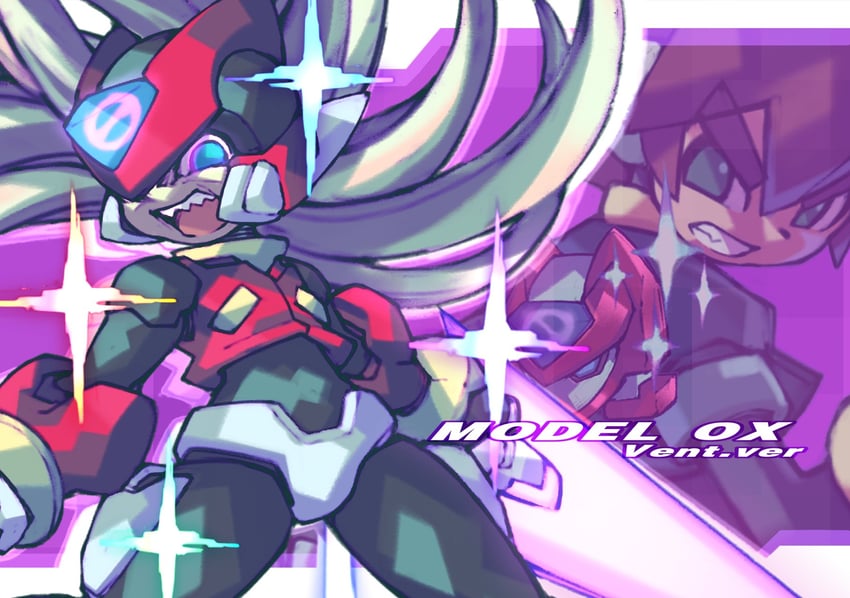 vent, model o, and model ox (mega man and 1 more) drawn by iikoao