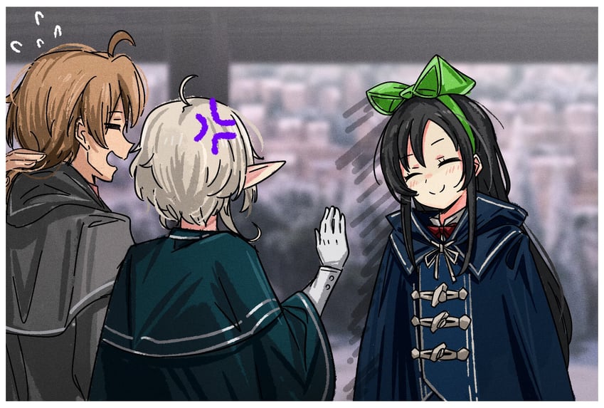 sylphiette, rudeus greyrat, and nanahoshi shizuka (mushoku tensei) drawn by maohanabi
