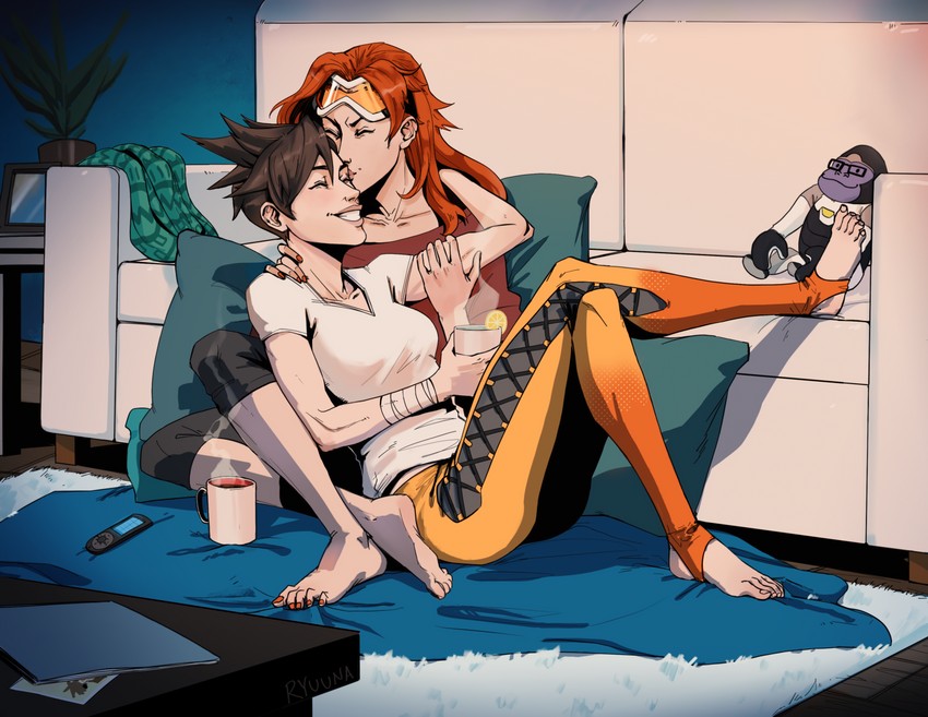 tracer, winston, and emily (overwatch and 1 more) drawn by grace_kim_(ryuuna)