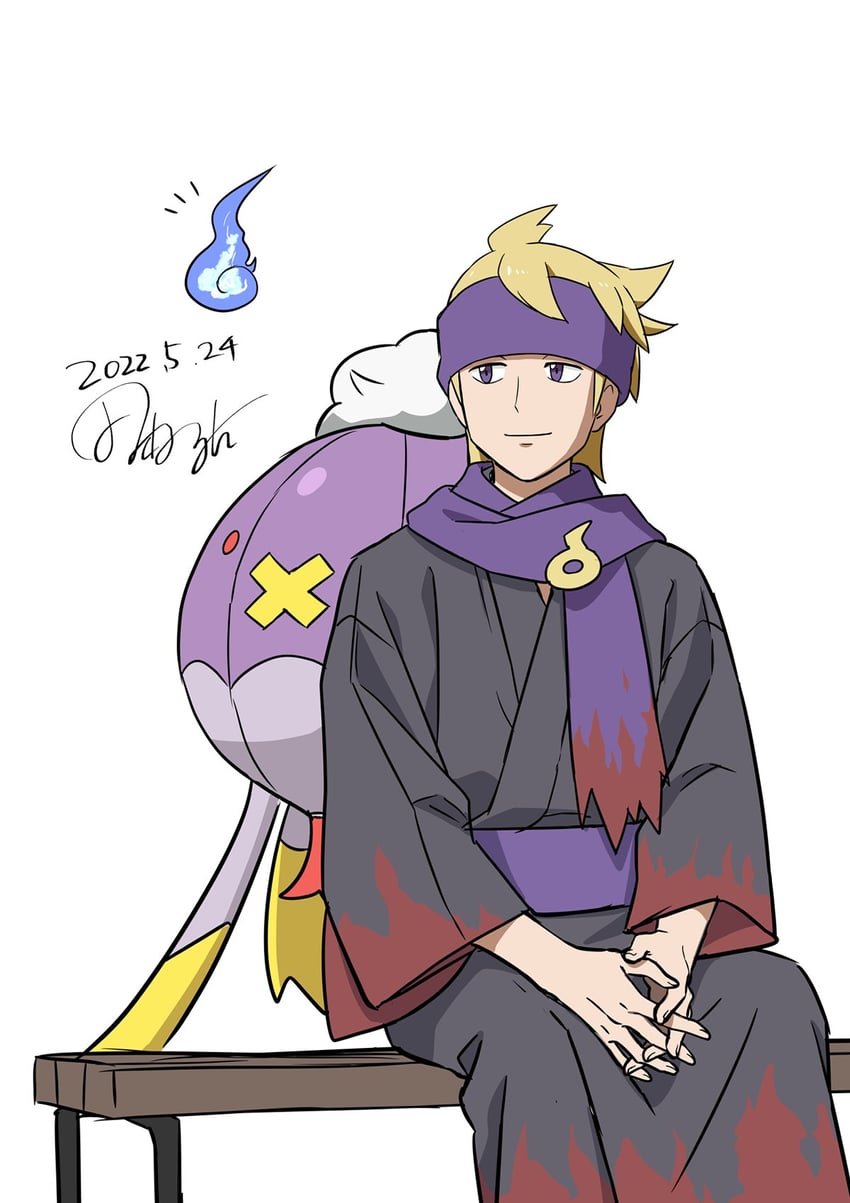 morty and drifblim (pokemon and 1 more) drawn by tamura_(kouititamura)
