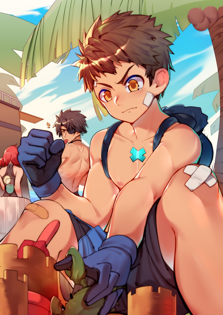 pyra, rex, and zeke von genbu (xenoblade chronicles and 1 more) drawn by sora_(zwz030)