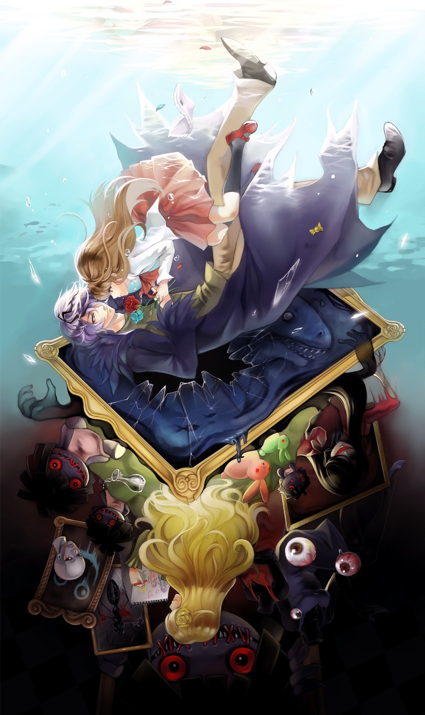 ib, mary, garry, doll, and lady in red (ib) drawn by syncaidia