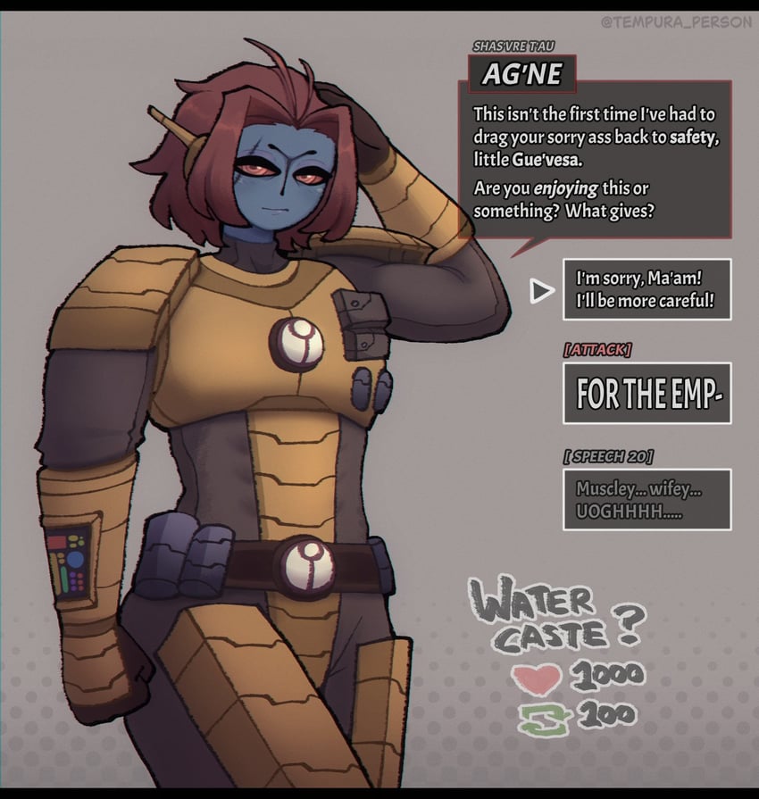 t'au (warhammer 40k) drawn by tempura_person