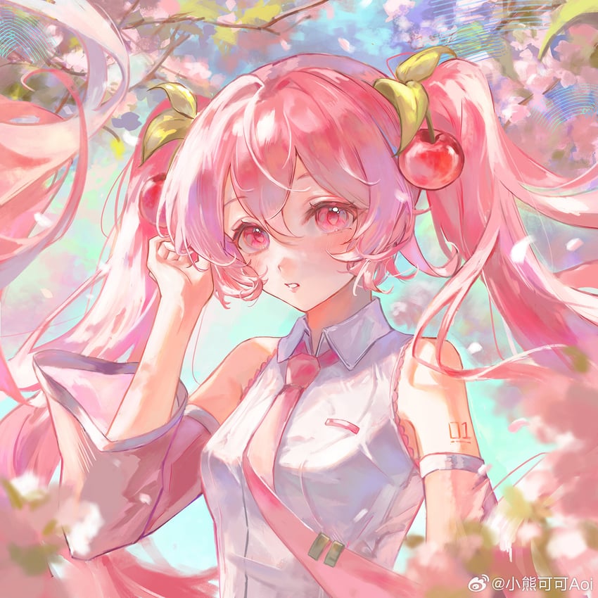 hatsune miku and sakura miku (vocaloid) drawn by xiao_xiong_keke_aoi