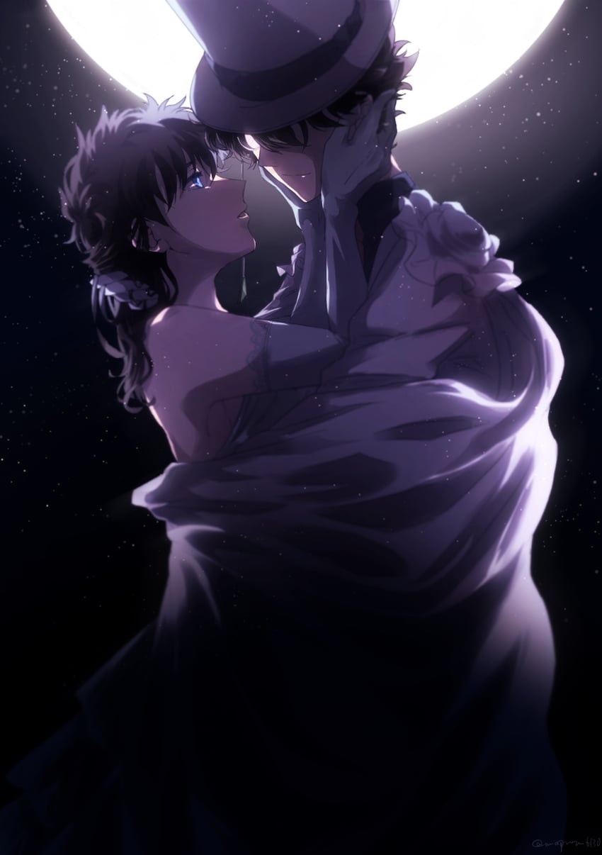kaitou kid and nakamori aoko (magic kaito) drawn by piid0420