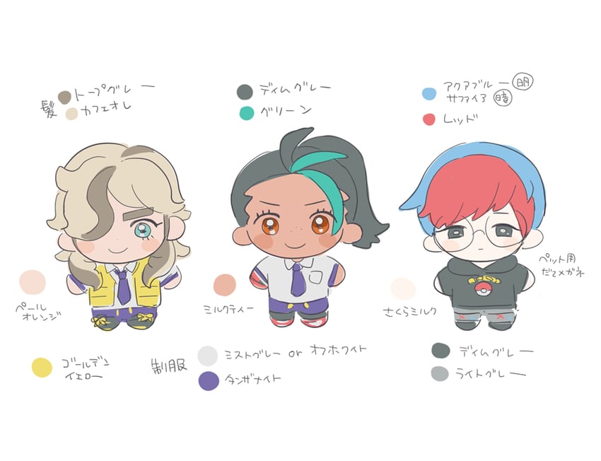 nemona, arven, and penny (pokemon and 1 more) drawn by 50yen_(gojiue)