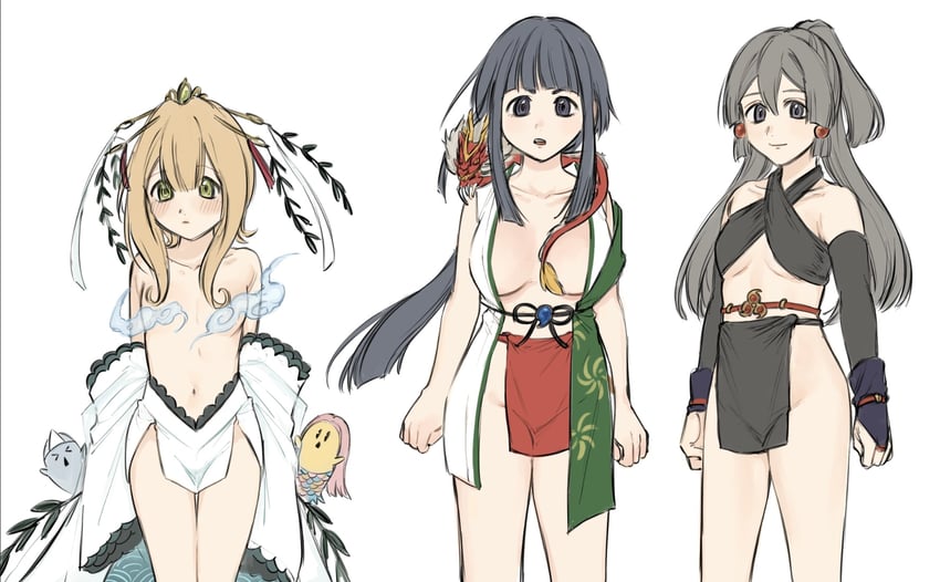 tokime shizuka, tatsuki asuka, and satori kagome (mahou shoujo madoka magica and 1 more) drawn by yukishiro_(hitsuji)
