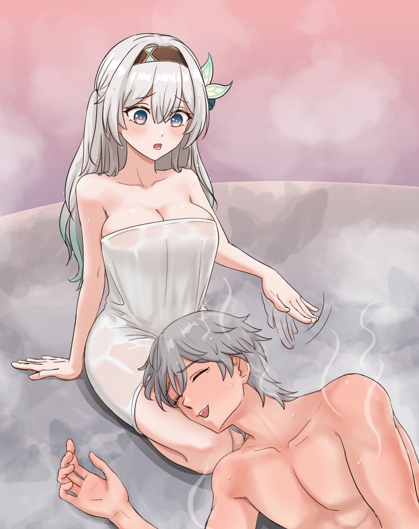 trailblazer, firefly, and caelus (honkai and 1 more) drawn by doodlinganytime