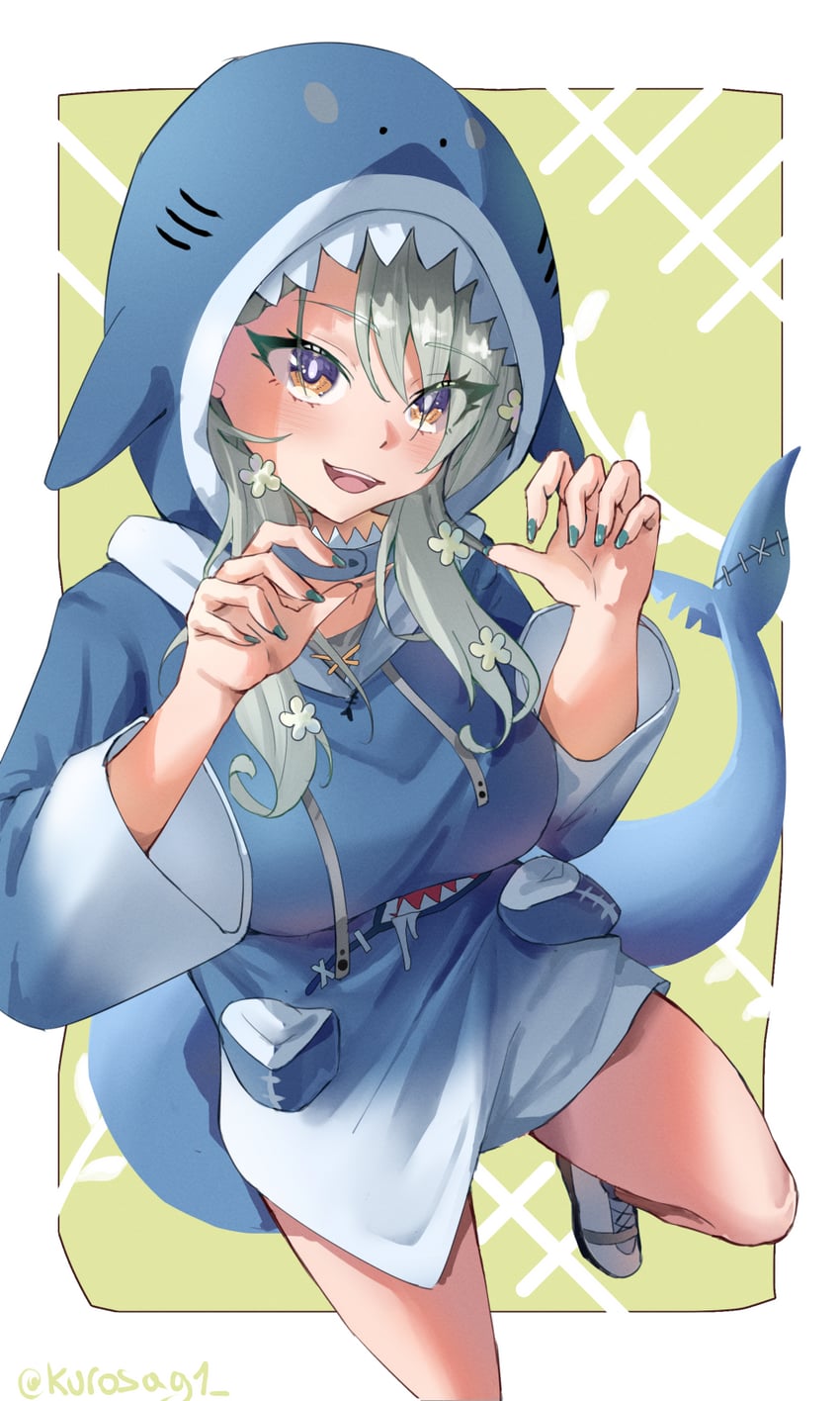 gawr gura and ceres fauna (hololive and 1 more) drawn by pyrokuro