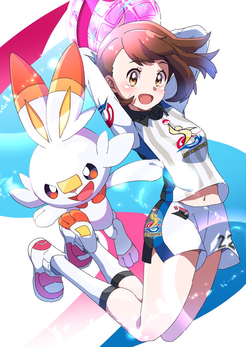 gloria and scorbunny (pokemon and 1 more) drawn by pon_yui