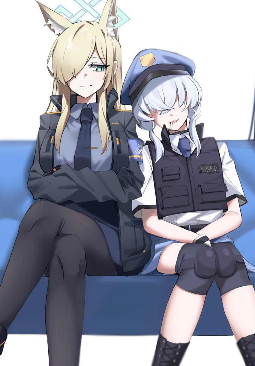 kanna and valkyrie police academy student (blue archive) drawn by gunpuu