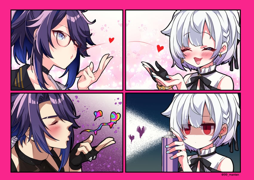 kson, souchou, and amemiya nazuna (vshojo) drawn by n_gyou