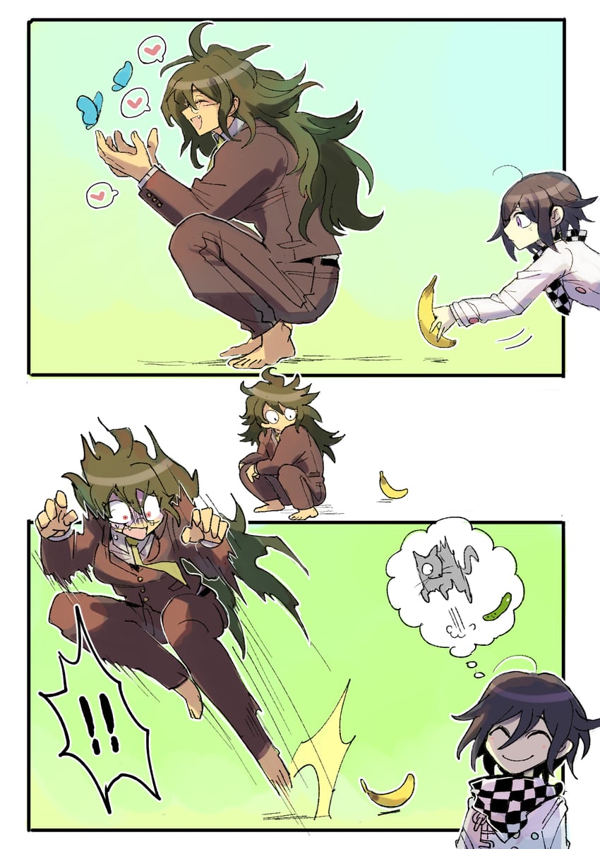 oma kokichi and gokuhara gonta (danganronpa and 1 more) drawn by kumakoro_(tetsupag)