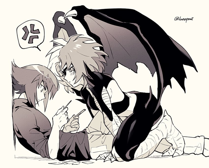 yuki judai and yubel (yu-gi-oh! and 1 more) drawn by lunapont