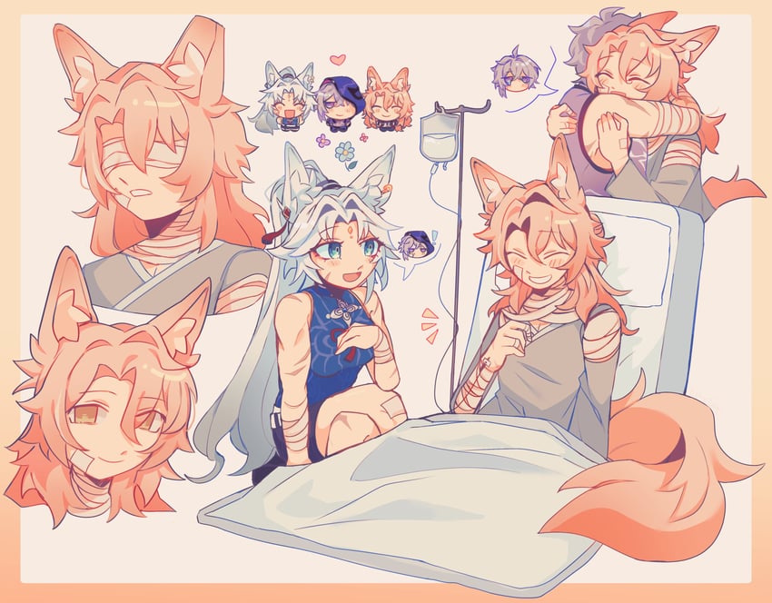 feixiao, jiaoqiu, and moze (honkai and 1 more) drawn by fudge_catt