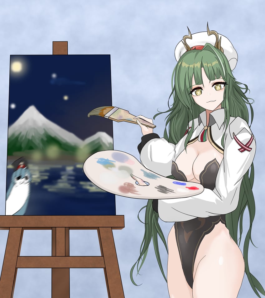 marco polo, raffaello, and bob ross (azur lane) drawn by ansenro