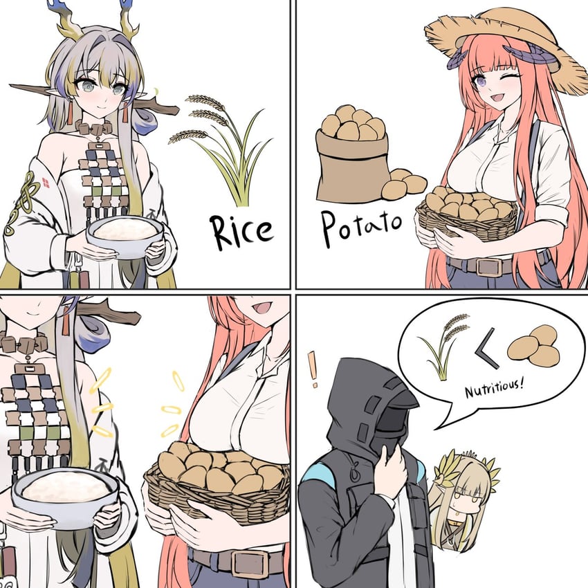 doctor, shu, muelsyse, and bagpipe (arknights) drawn by gongbangmanchi_(daisy_cutter)