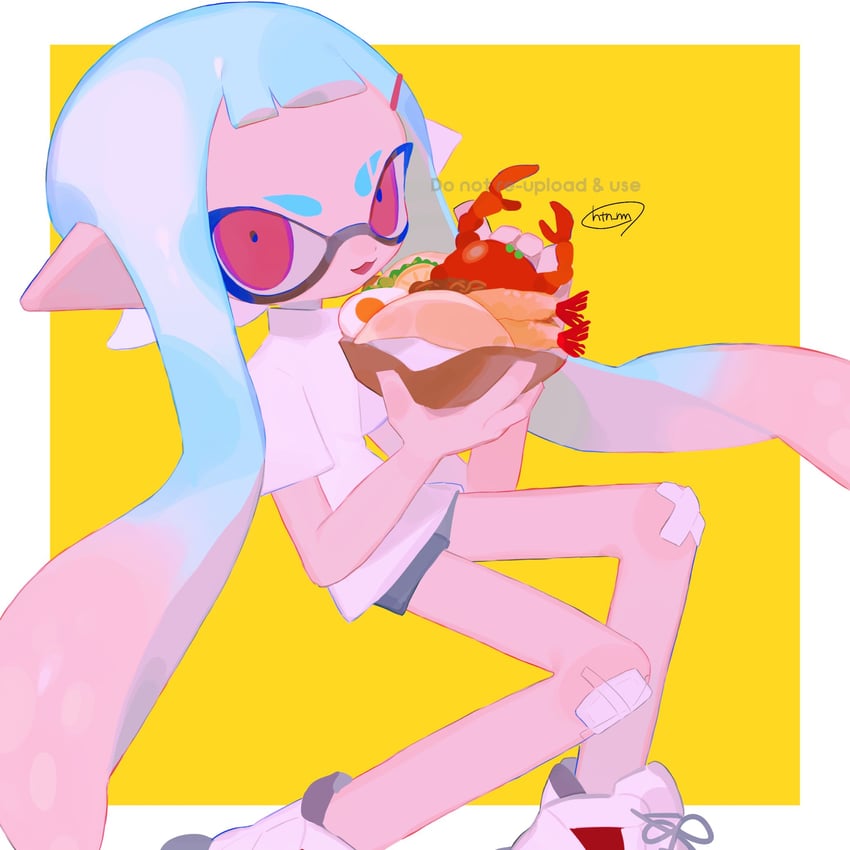 inkling player character and inkling girl (splatoon) drawn by htn_nm