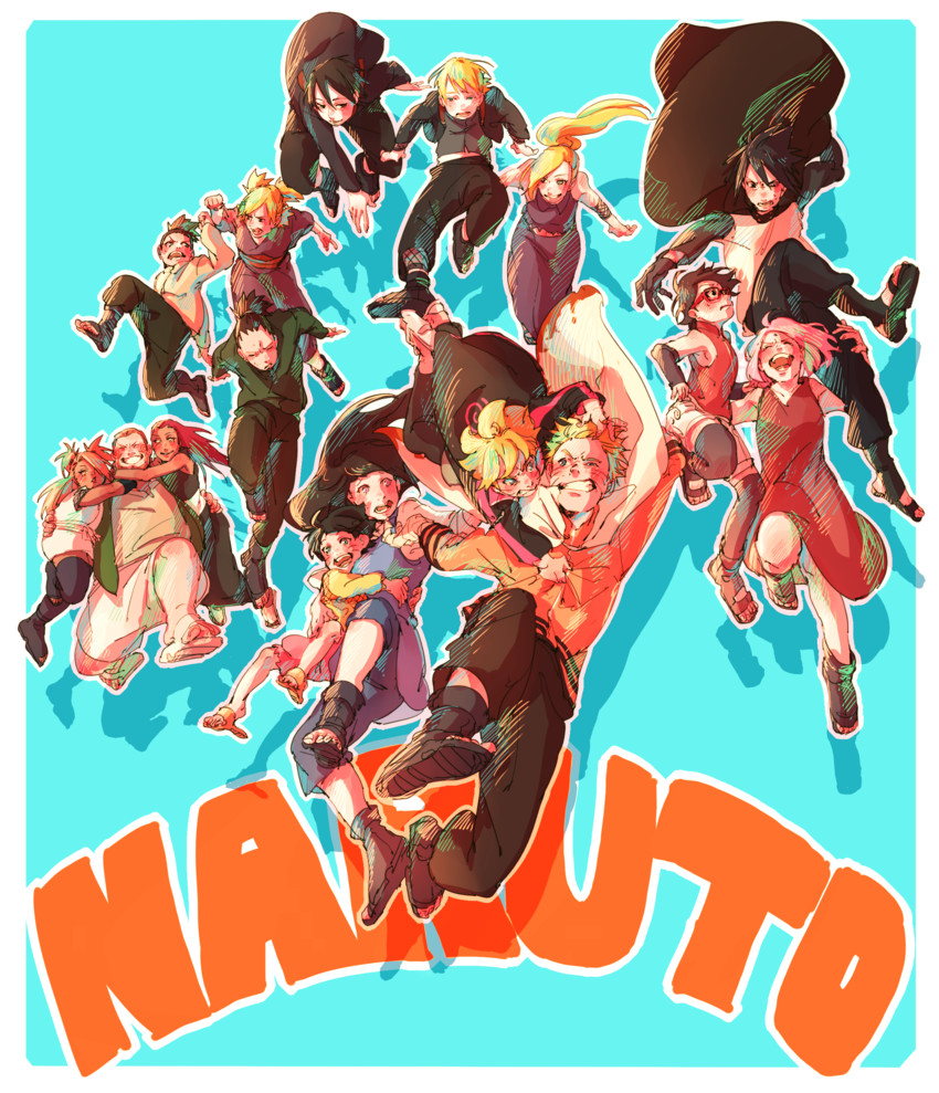 haruno sakura, uzumaki naruto, hyuuga hinata, uchiha sasuke, yamanaka ino, and 11 more (naruto and 1 more) drawn by jump_(ah0029)