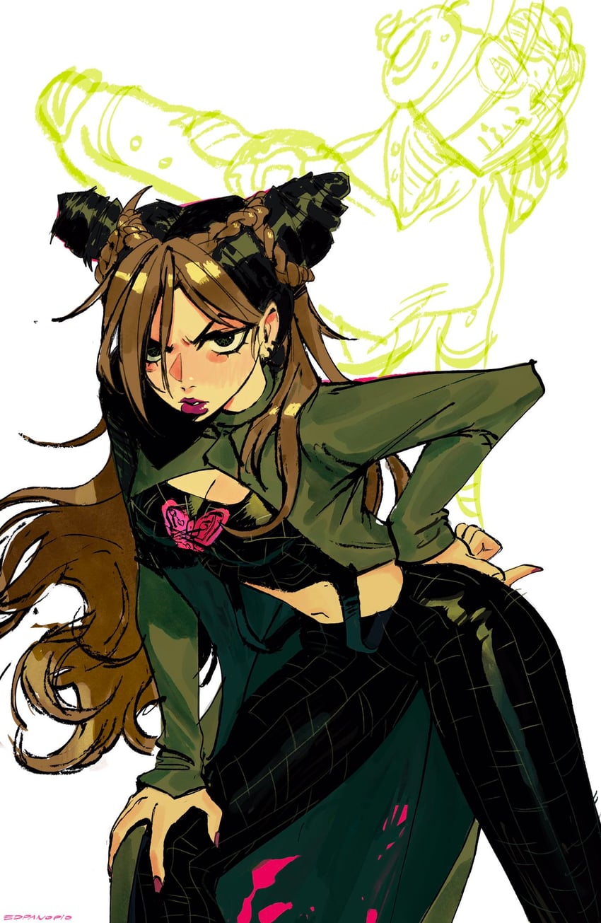kujo jolyne and stone free (jojo no kimyou na bouken and 1 more) drawn by edpan
