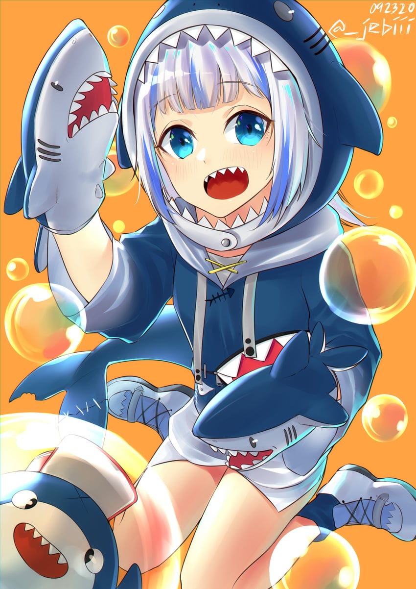 gawr gura and bloop (hololive and 1 more) drawn by jebi