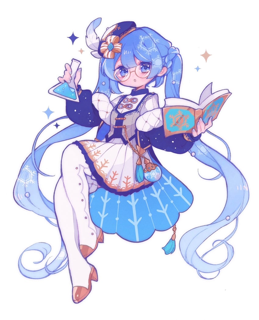 hatsune miku and yuki miku (vocaloid) drawn by shiro_(a923808254)