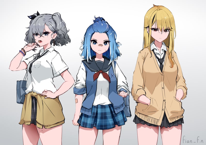 kaela kovalskia, kobo kanaeru, and vestia zeta (hololive and 1 more) drawn by fian_f.n